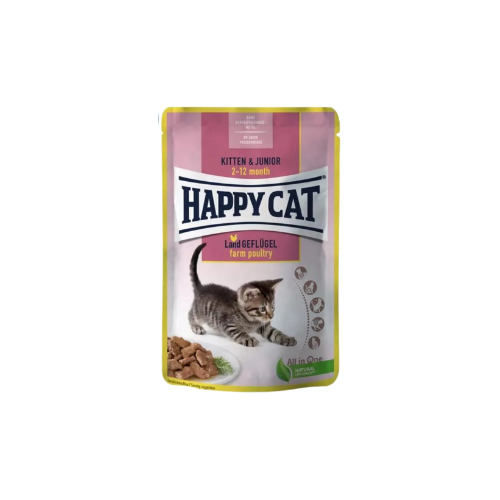 Happy Cat Kitten MIS Kitten & Junior Farm Poultry 85 g Pouch